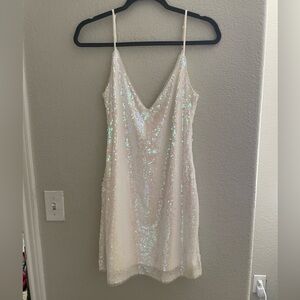 Lulu's White Sequin Mini Dress